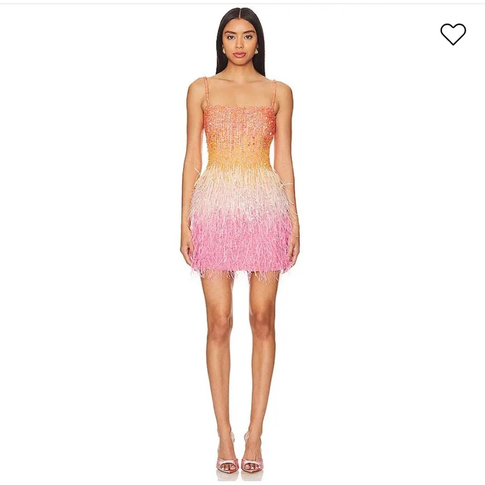 Nadine Merabi Cassie Sunset Feather Mini Dress - Picture 3 of 11